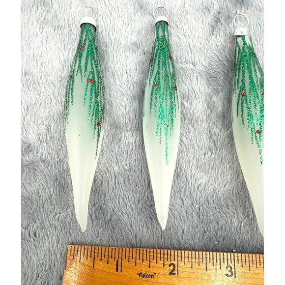 Christmas Trimmeries By Bradford 6 Hand Decorated Glass Ornaments Teardrop Desig - Picture 7 of 7